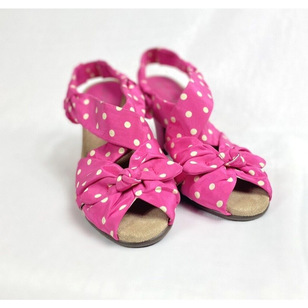 Aerosoles Sandals Womens Size 5.5-6M Gintility Pink Polka Dot Heels Slingback